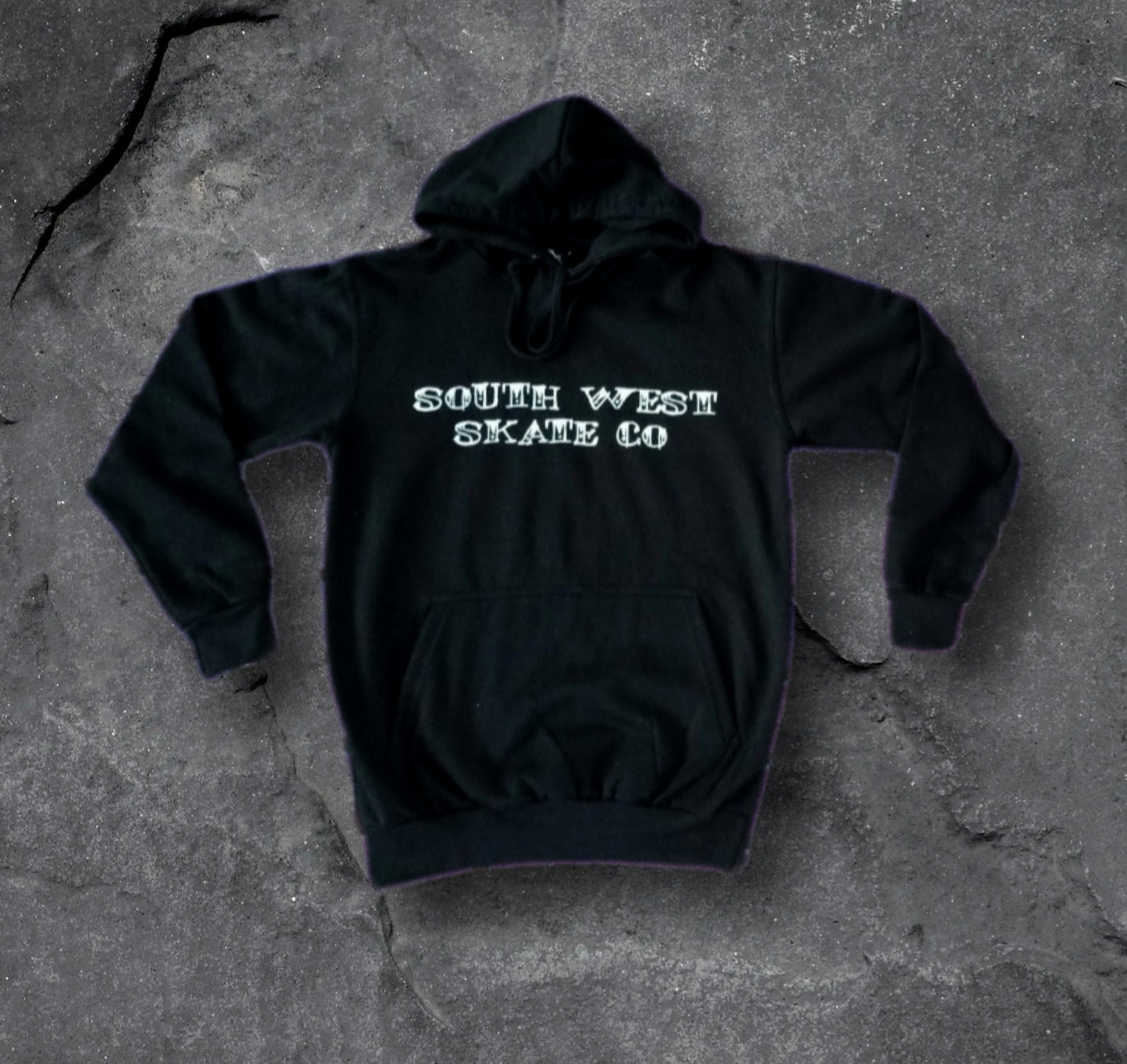 Black tattoo style southwest skate co pullover hoodie