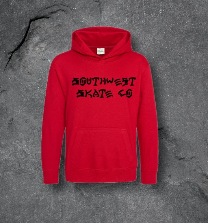 Red southwest skate co skate and destroy black logo hoodie