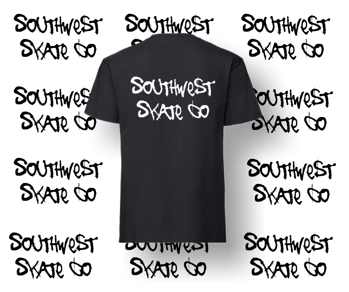 Black southwest skate co back and front print t-shirt