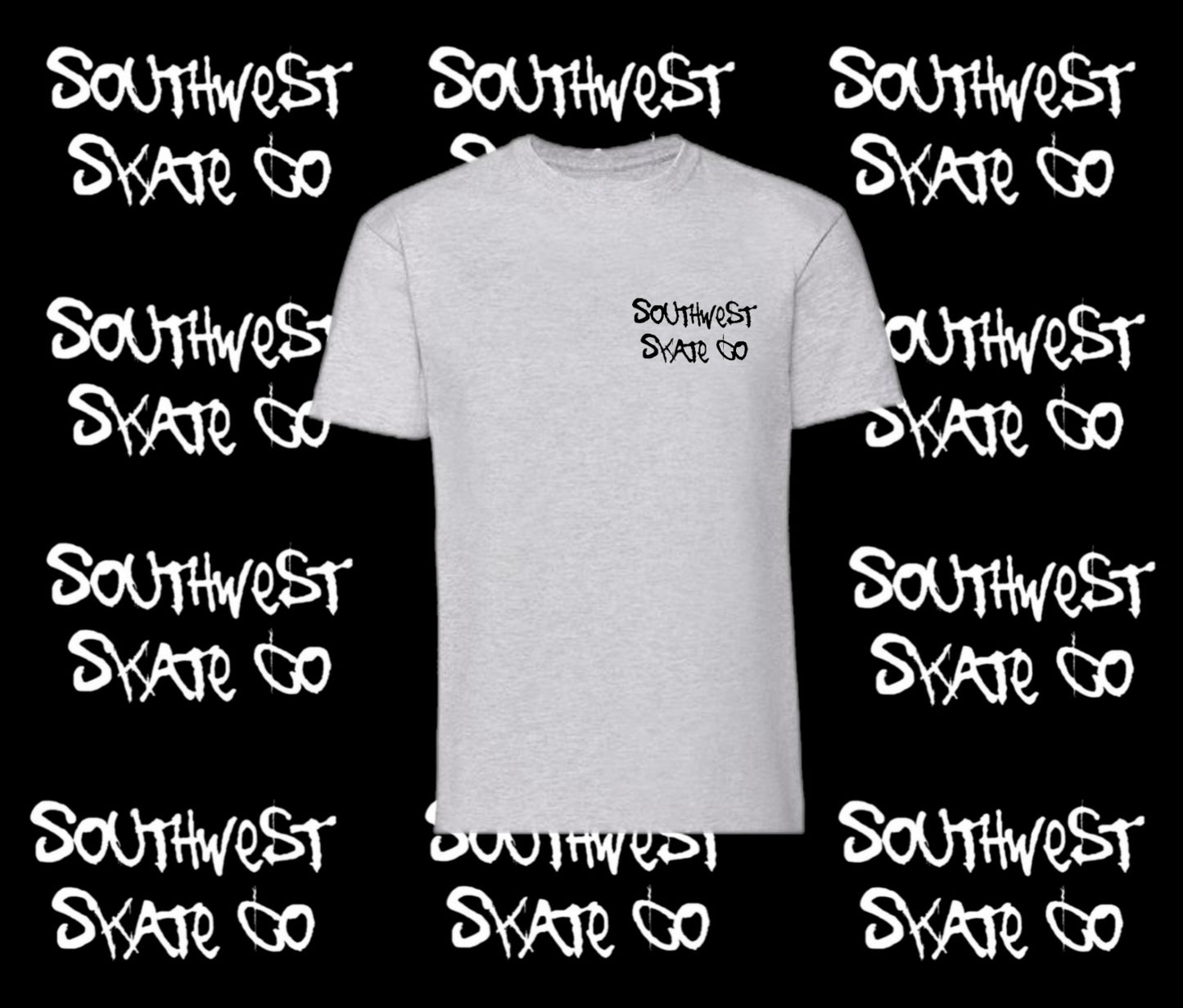 Grey southwest skate co back and front print t-shirt