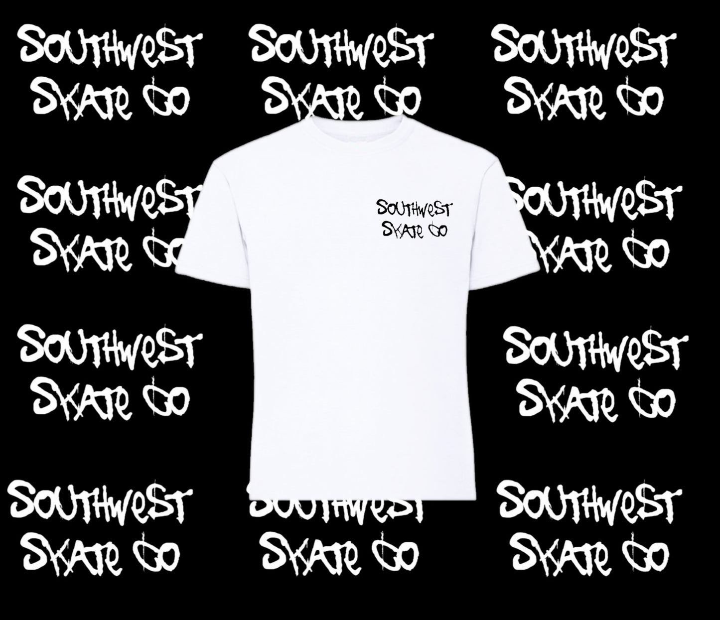 White southwest skate co back and front print t-shirt