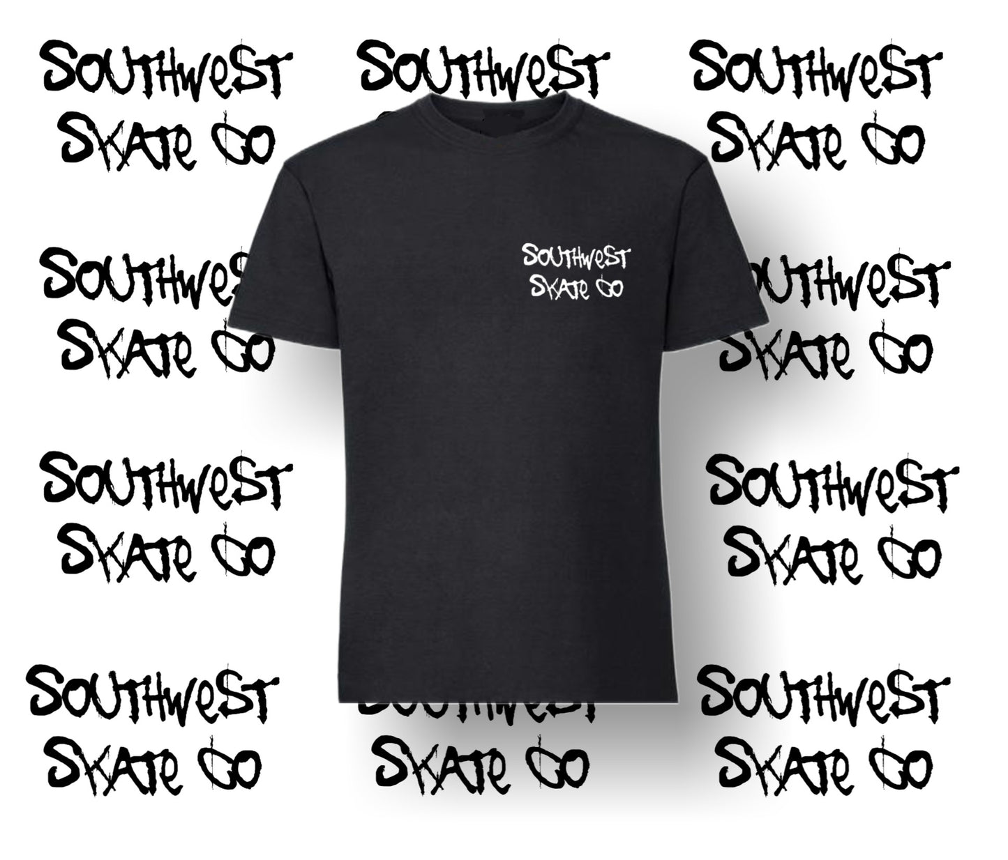 Black southwest skate co back and front print t-shirt
