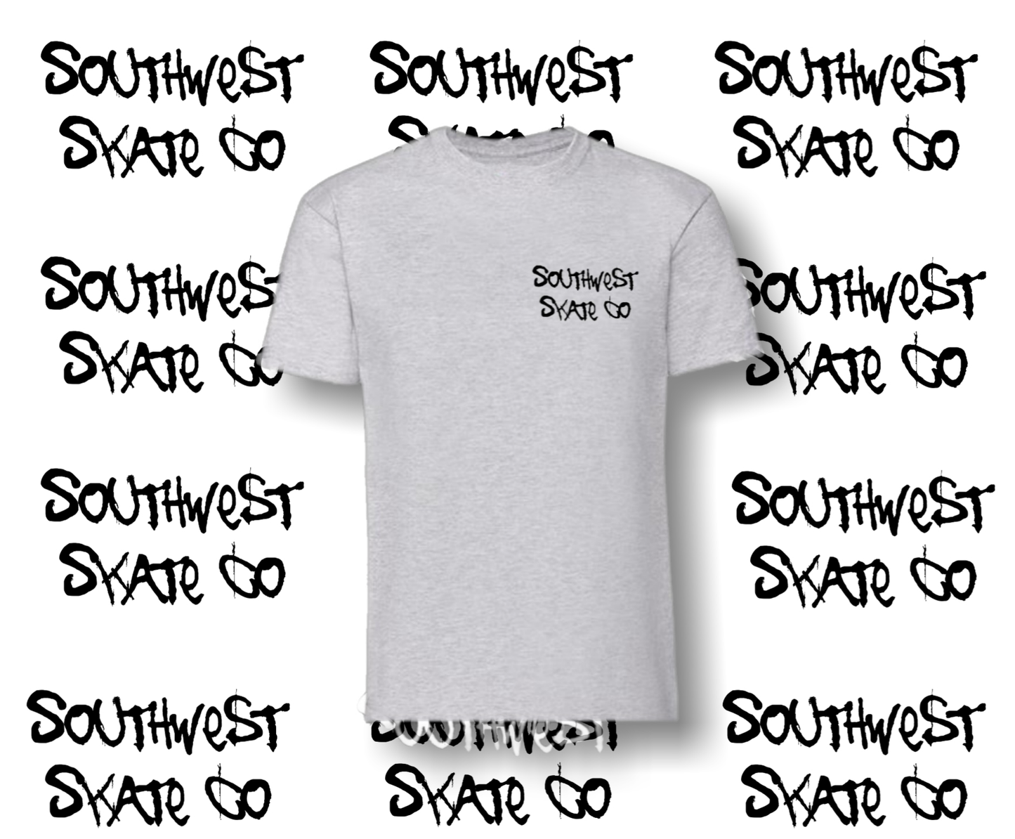Grey southwest skate co back and front print t-shirt