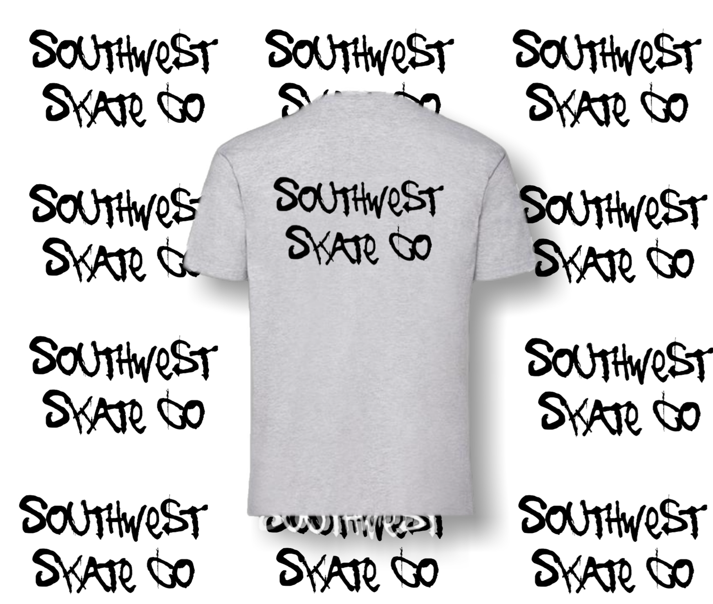 Grey southwest skate co back and front print t-shirt
