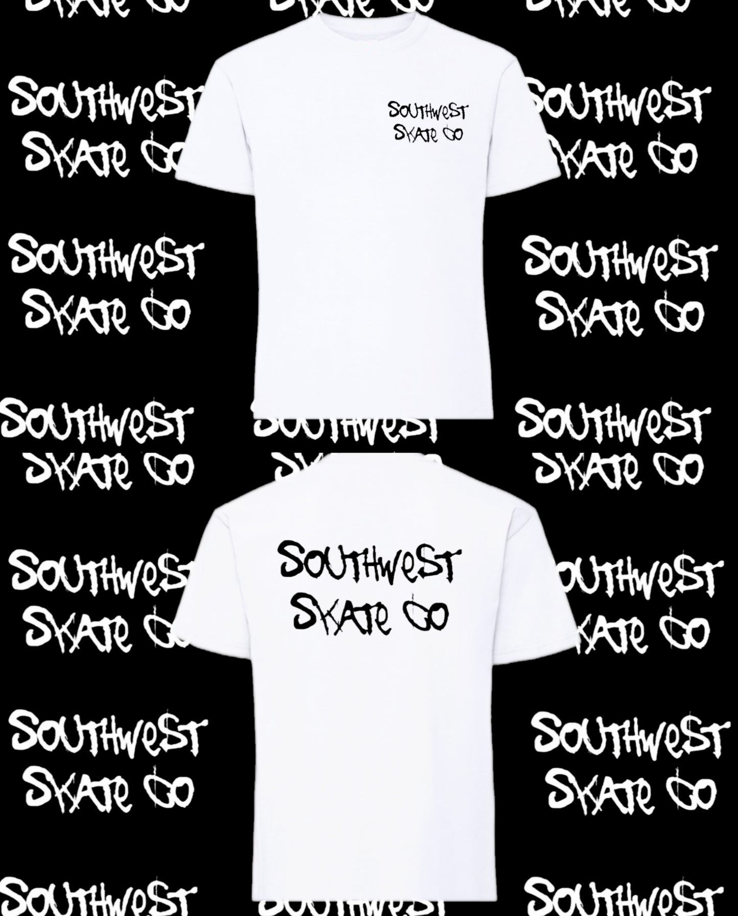 White southwest skate co back and front print t-shirt