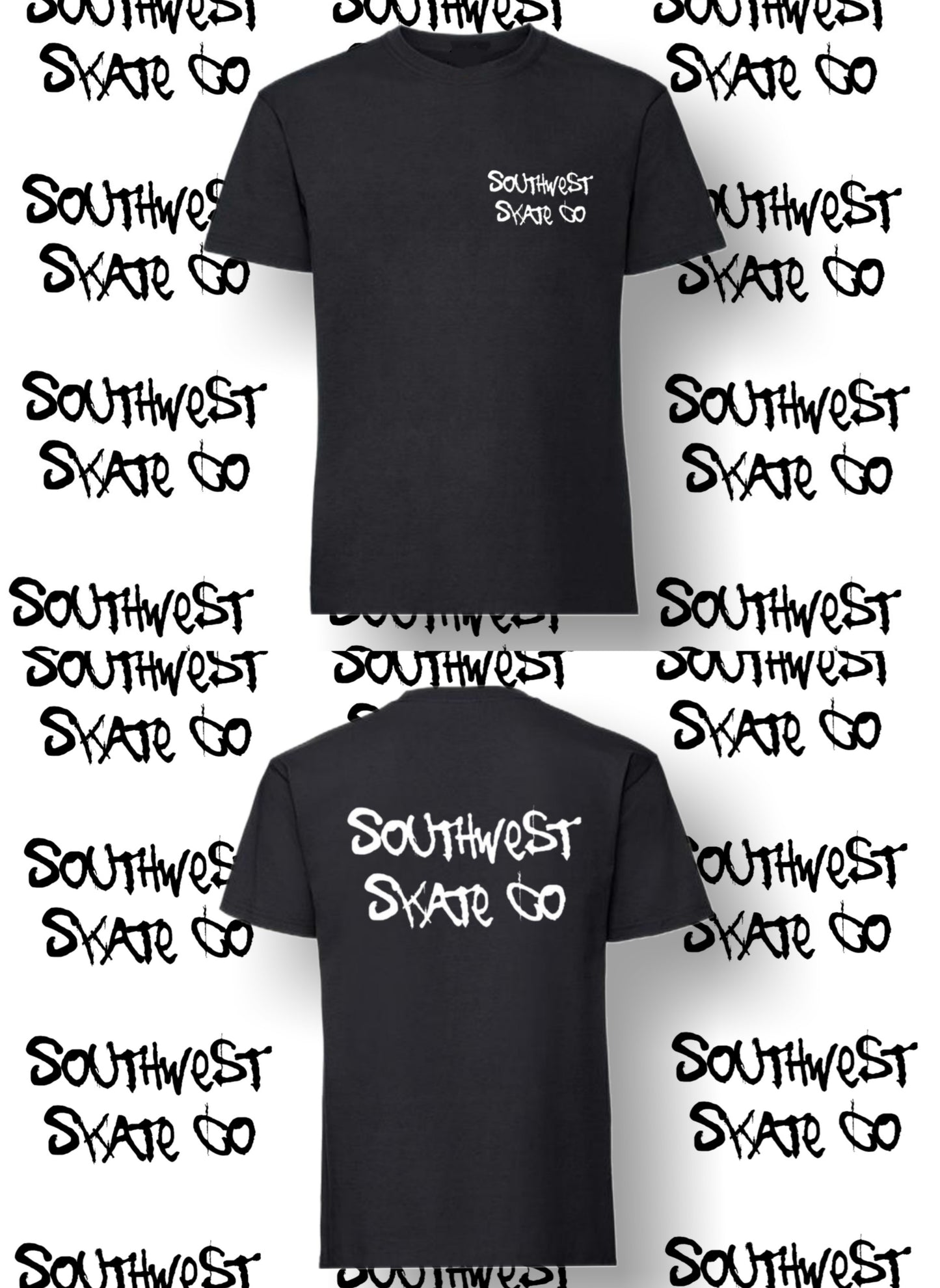 Black southwest skate co back and front print t-shirt