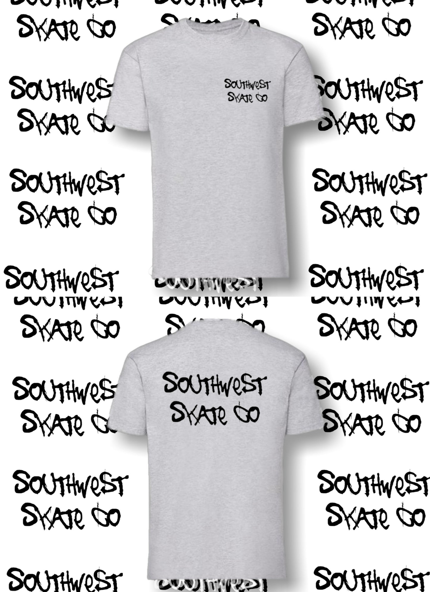 Grey southwest skate co back and front print t-shirt