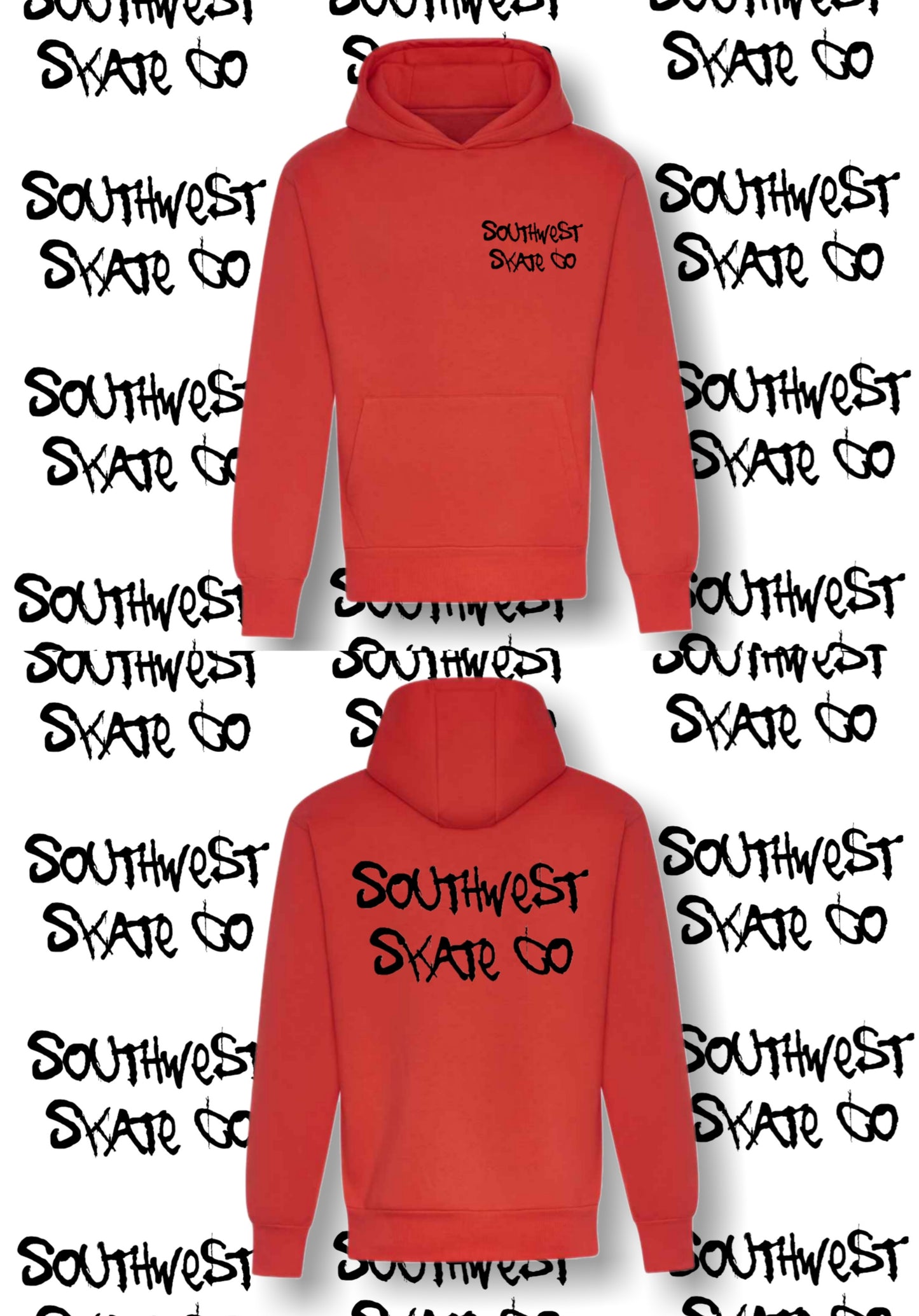 southwest skate co black back and front print hoodie
