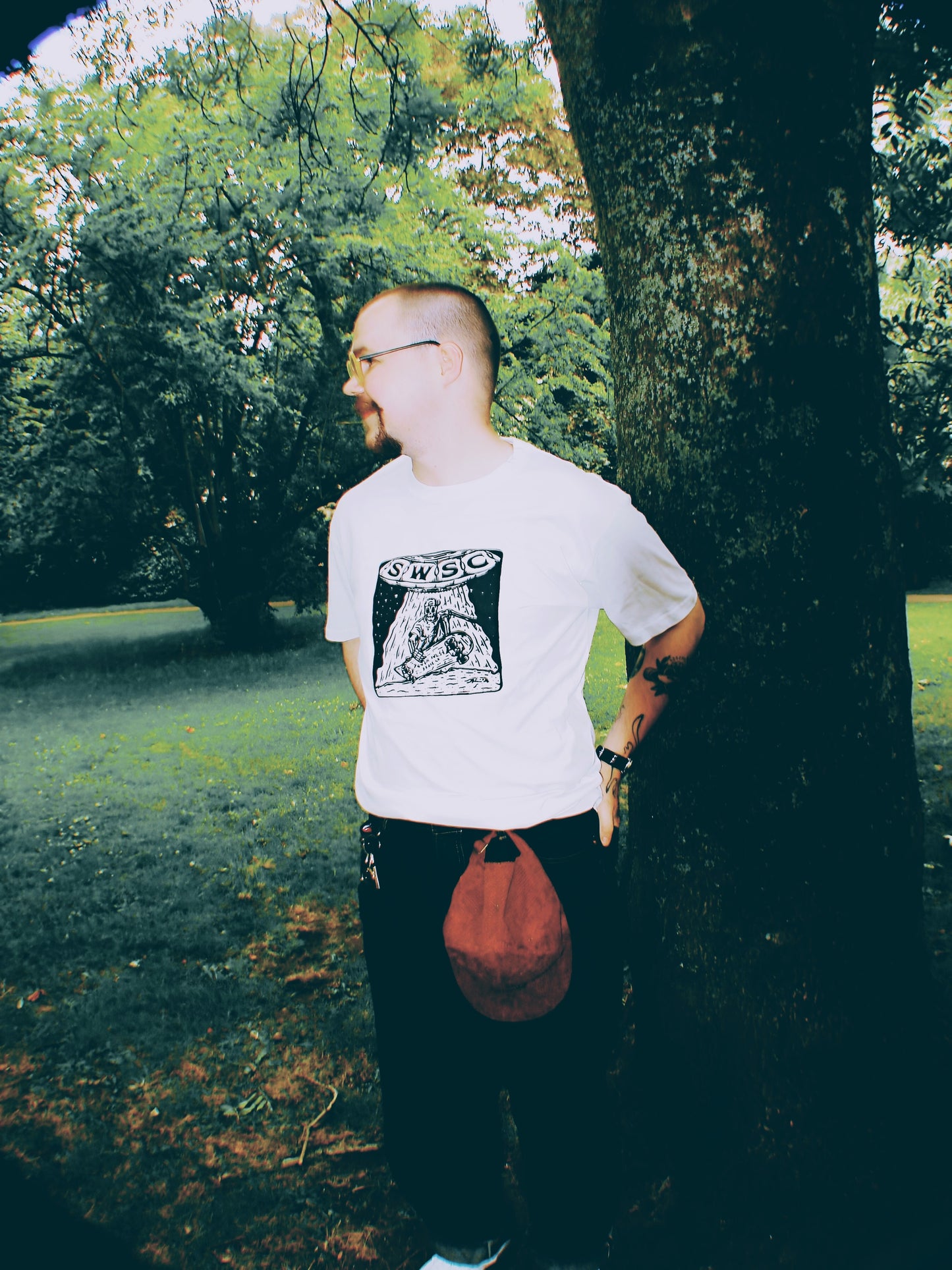 White skeleton design t-shirt