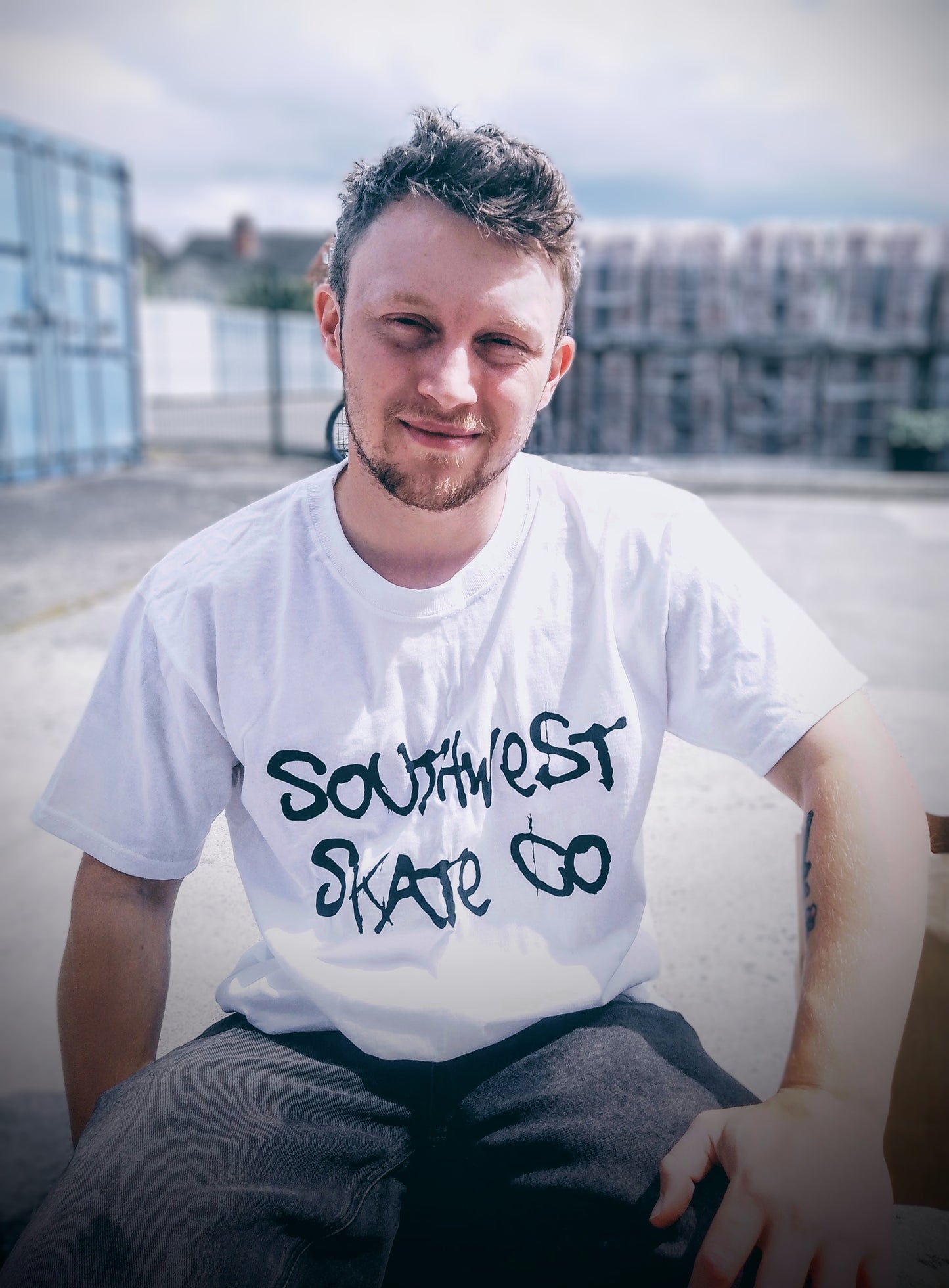 White southwest skate co front print t-shirt