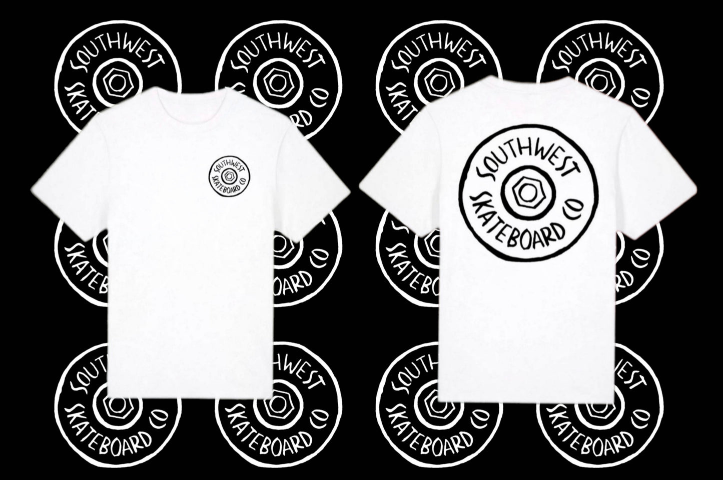 Wheel logo t-shirt front and back print.
