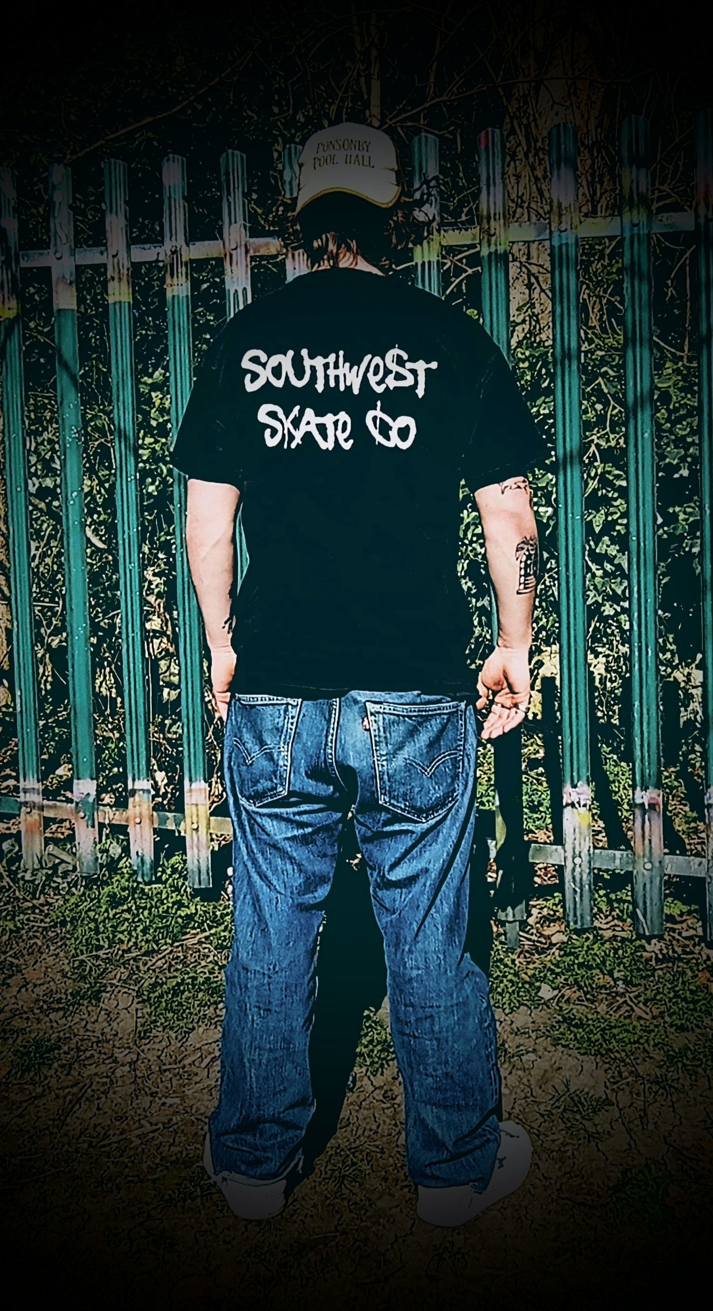Black southwest skate co back and front print t-shirt