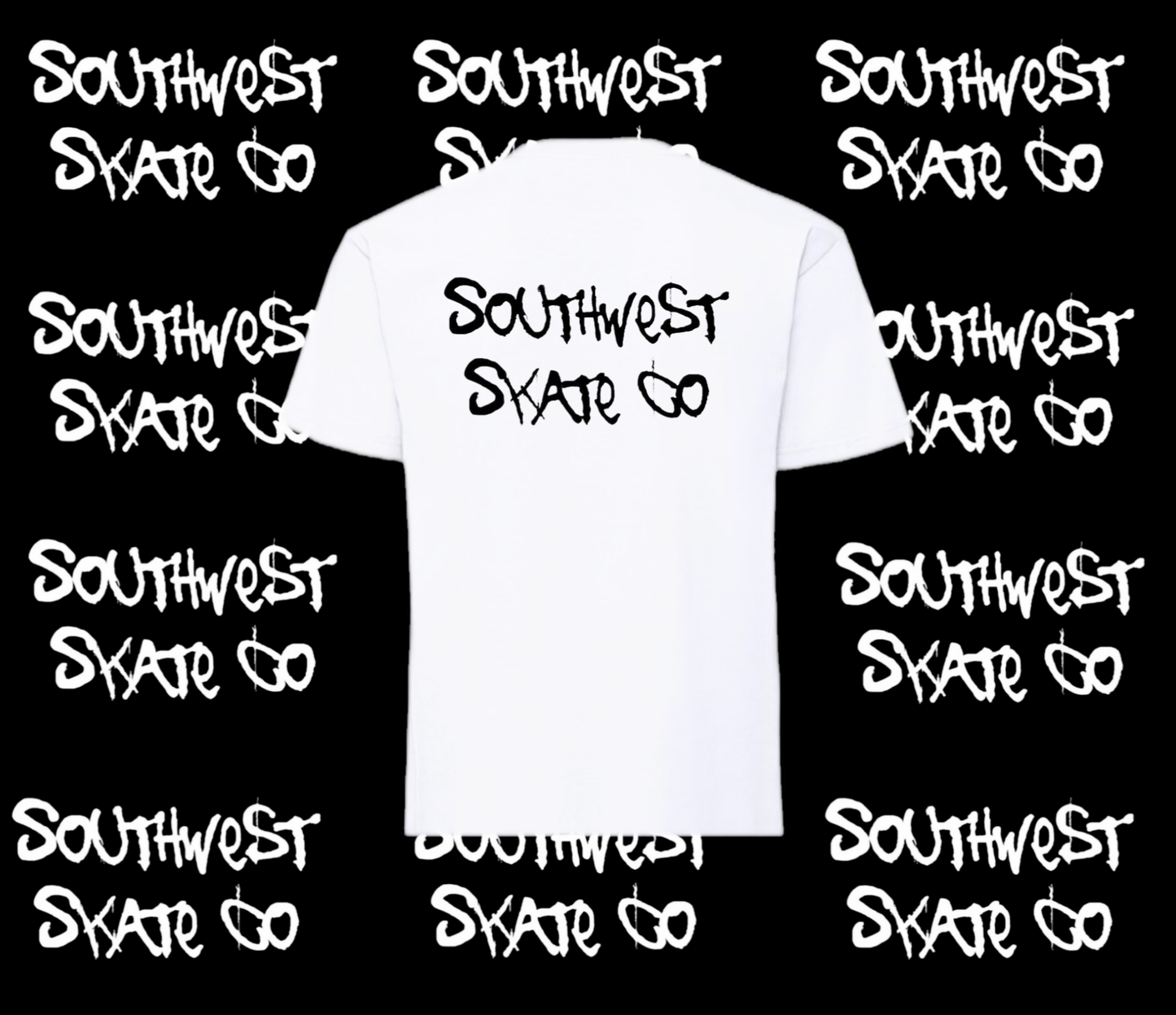White southwest skate co back and front print t-shirt