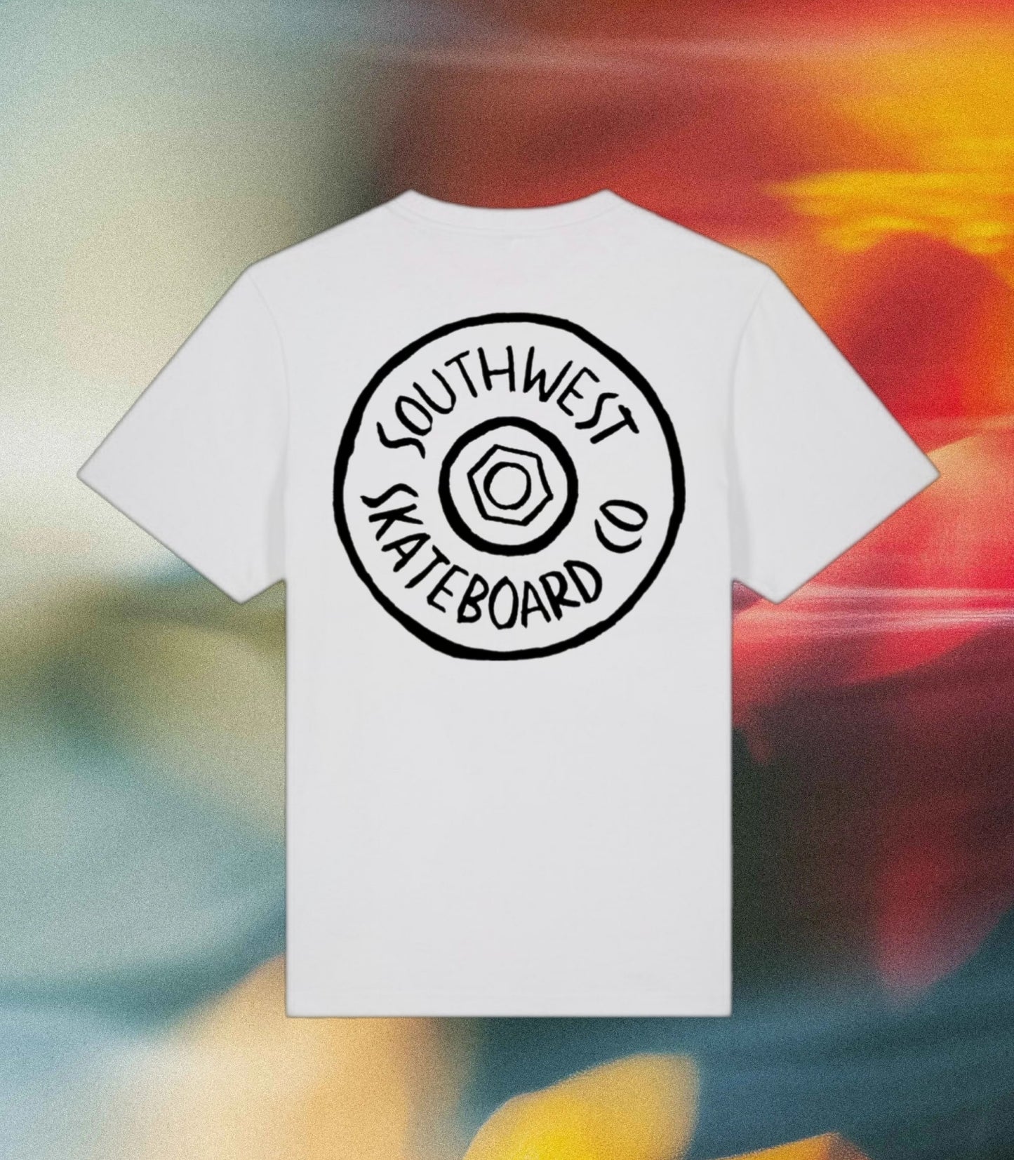 Wheel logo t-shirt front and back print.