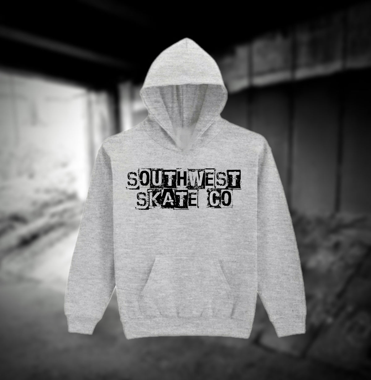 Southwest skate co block print grey hoodie