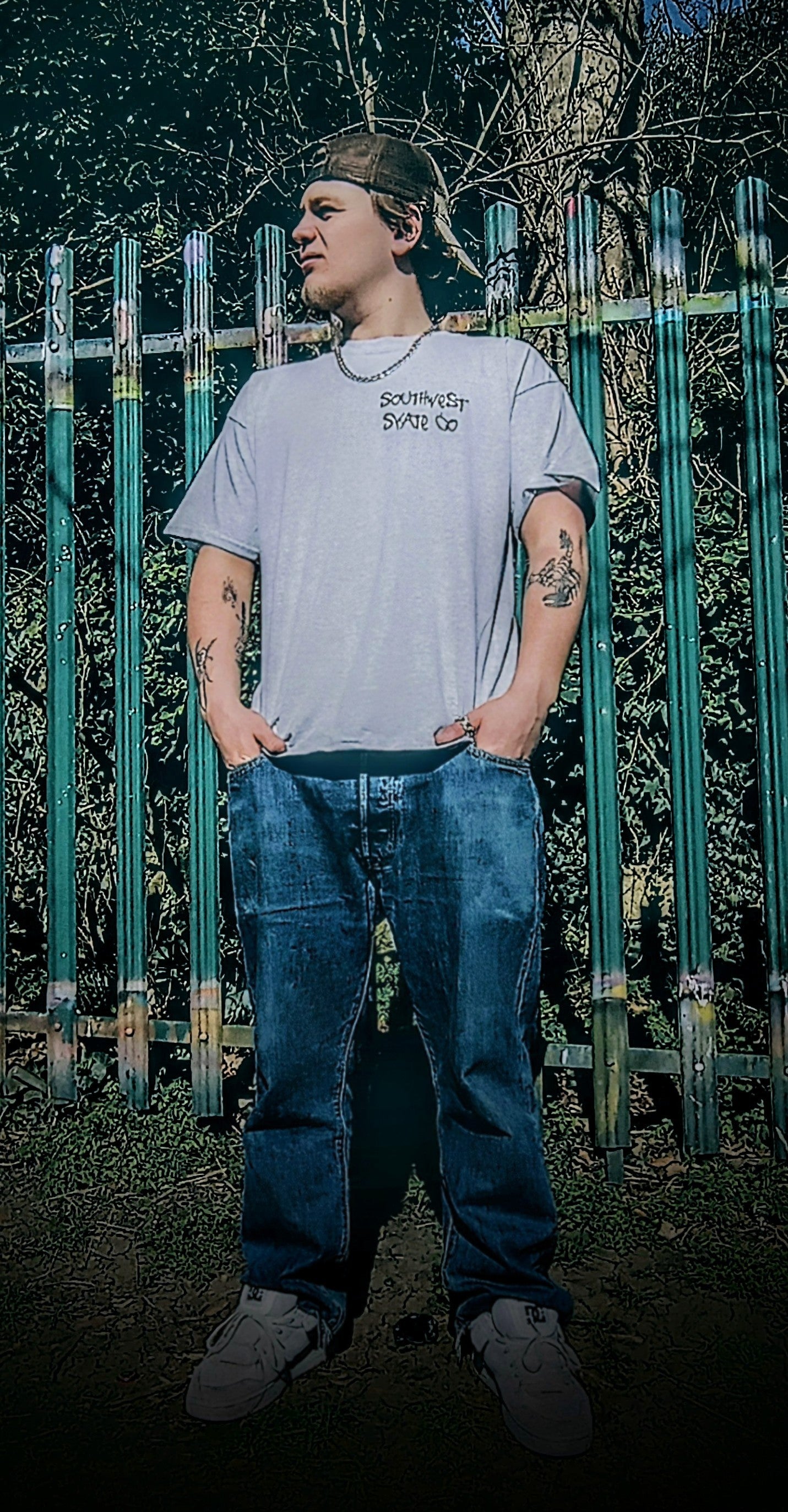 Grey southwest skate co back and front print t-shirt