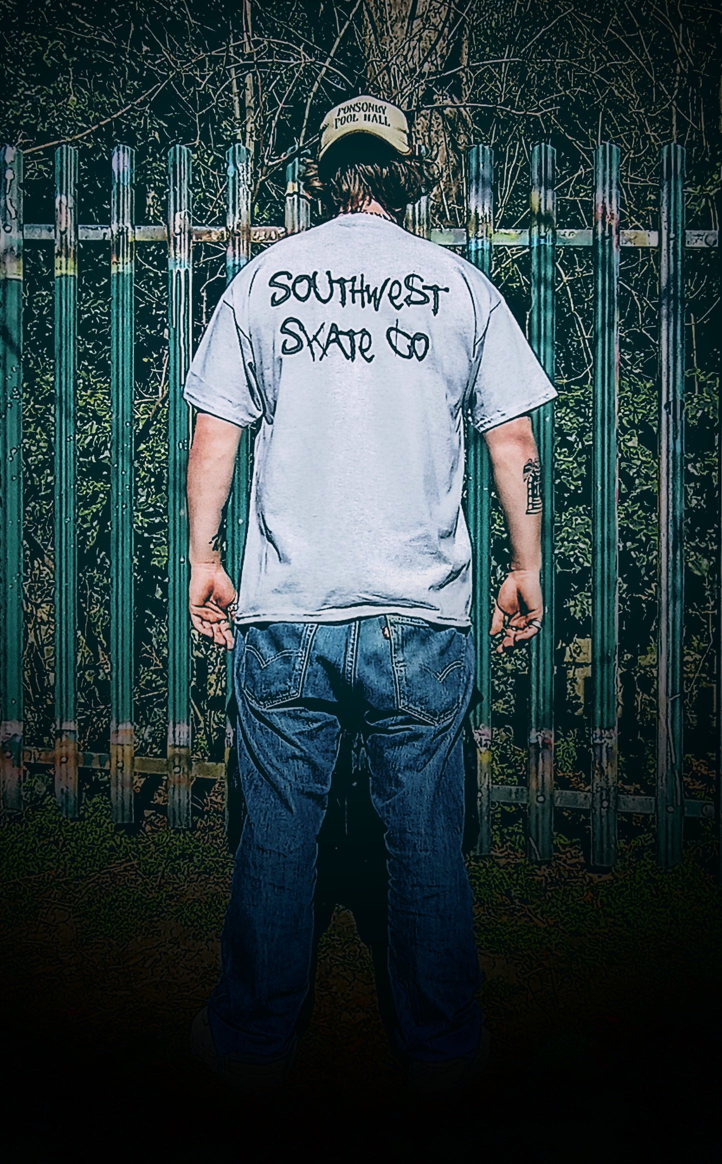Grey southwest skate co back and front print t-shirt