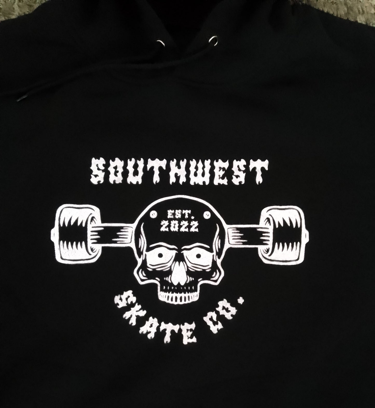 Black southwest skate co truck head hoodie