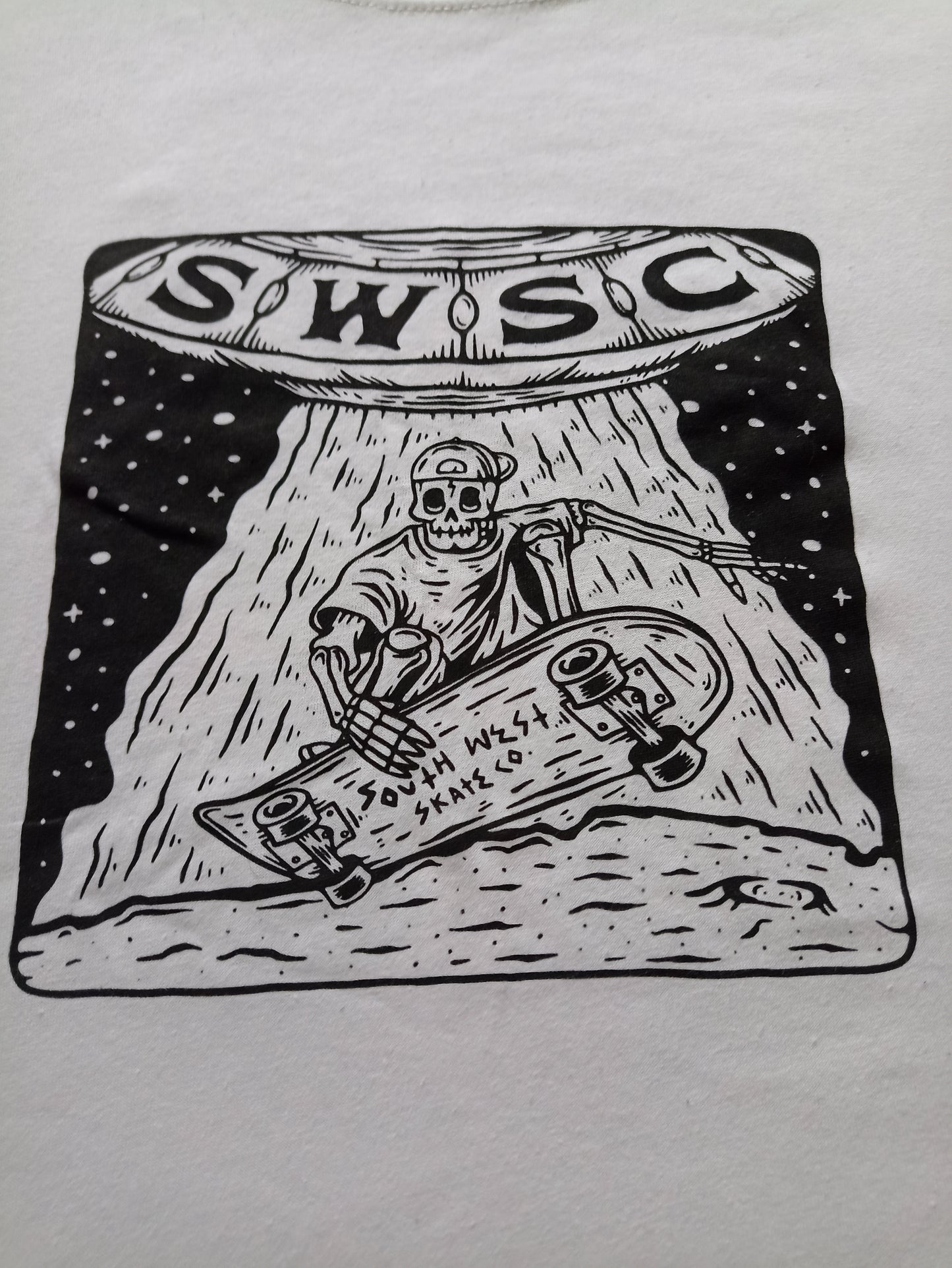 White skeleton design t-shirt