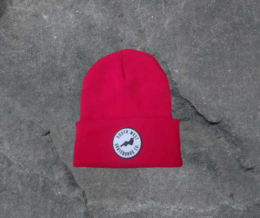 Red southwest skateboard co beanie