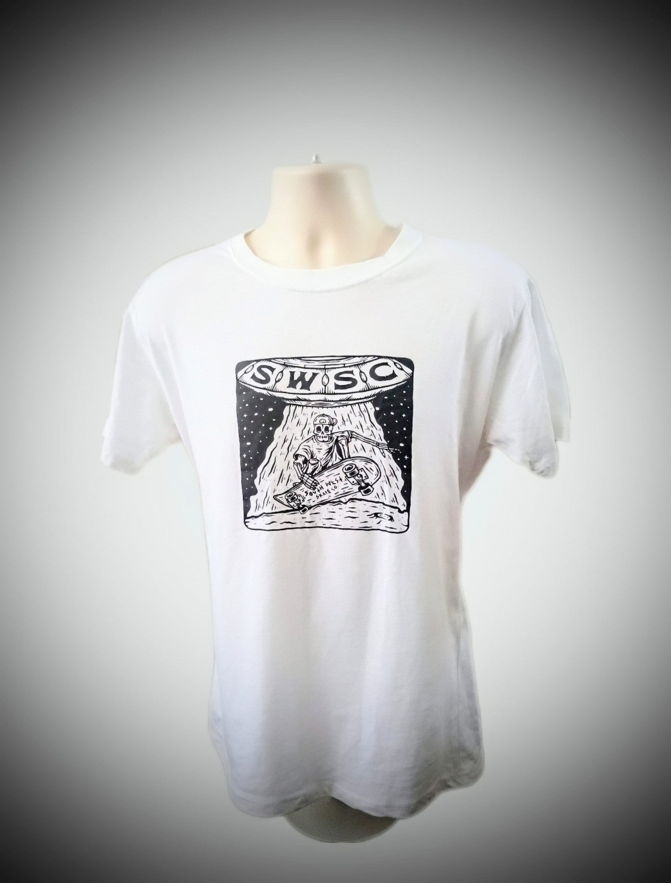 White skeleton design t-shirt