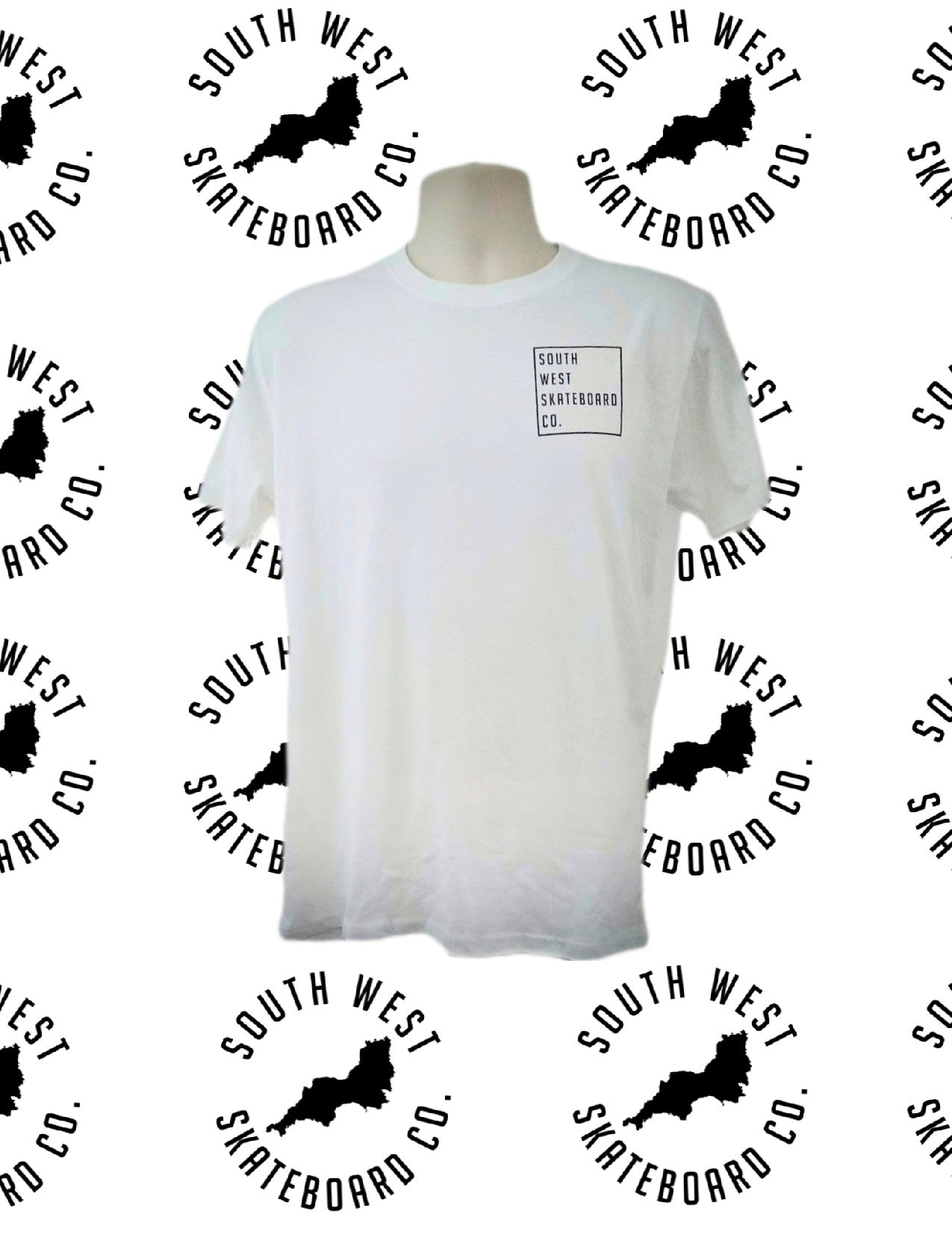 South West Skateboard Co. T-Shirt - White/Black Square Logo