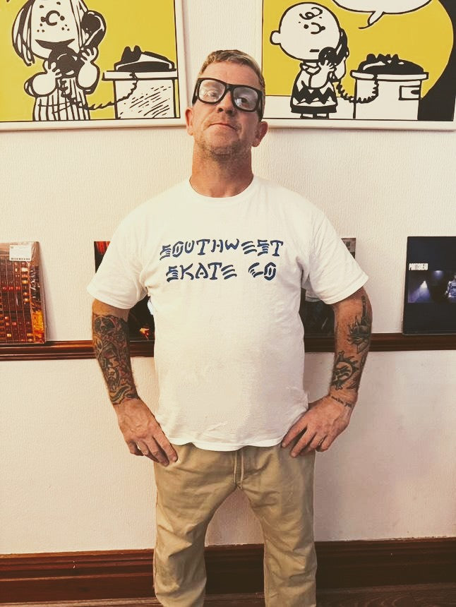 Southwest skate co blue font         skate and destroy t-shirt