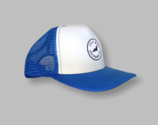 Blue southwest skate co trucker hat