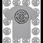 Wheel logo t-shirt front and back print.