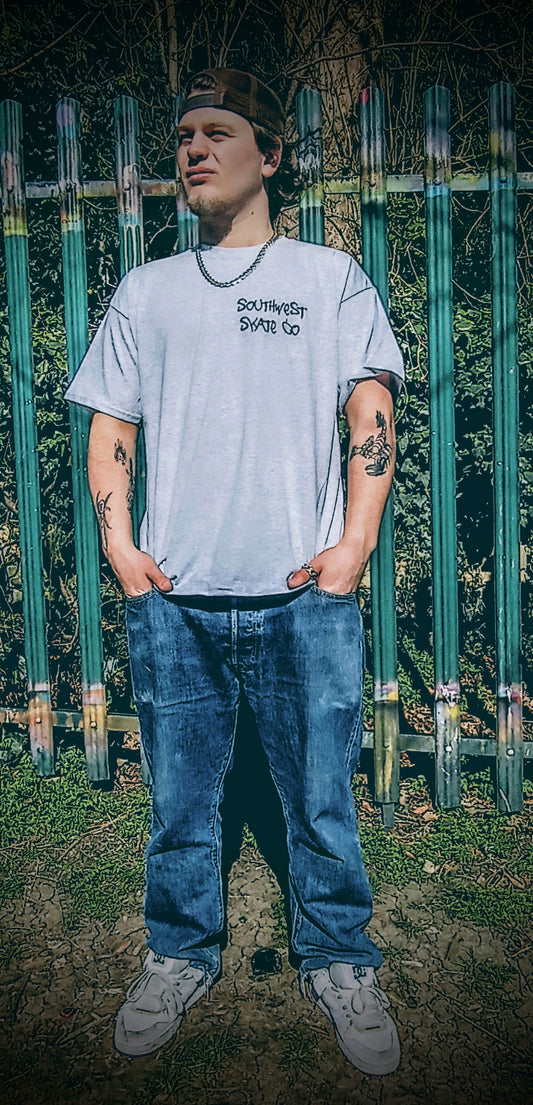 Grey southwest skate co back and front print t-shirt