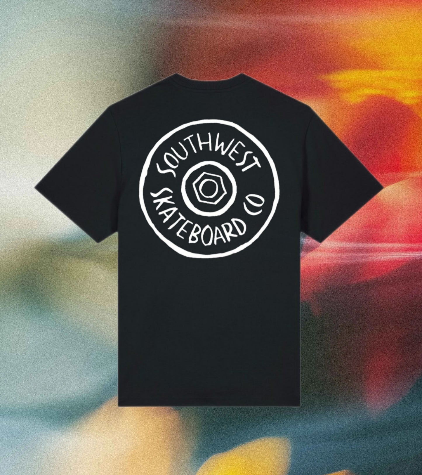Wheel logo t-shirt front and back print.