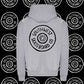 Grey southwest skate co front and back wheel logo hoodie