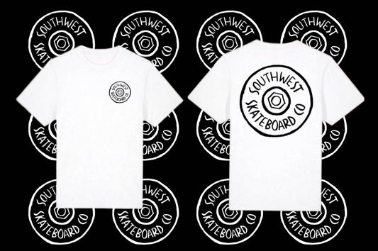 Wheel logo t-shirt front and back print.