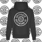 Black southwest skate co front and back wheel logo hoodie