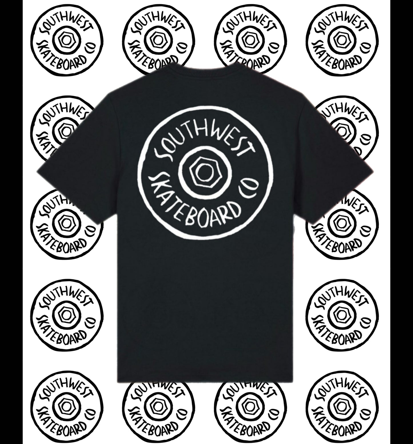 Wheel logo t-shirt front and back print.
