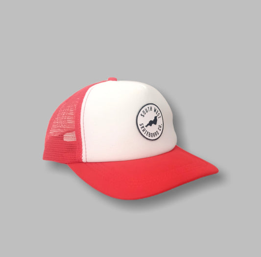 Red southwest skate co trucker hat