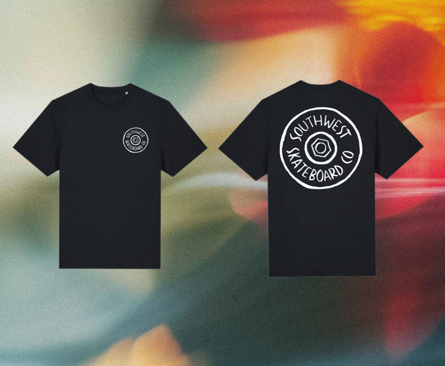 Wheel logo t-shirt front and back print.