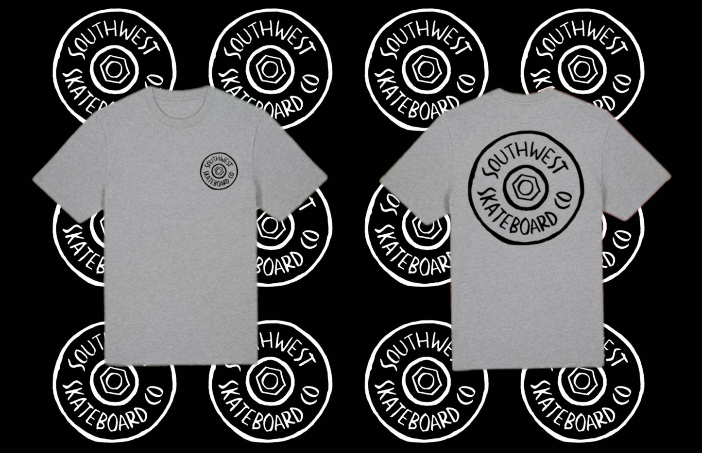 Wheel logo t-shirt front and back print.