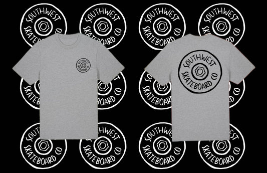 Wheel logo t-shirt front and back print.