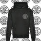 Black southwest skate co front and back wheel logo hoodie