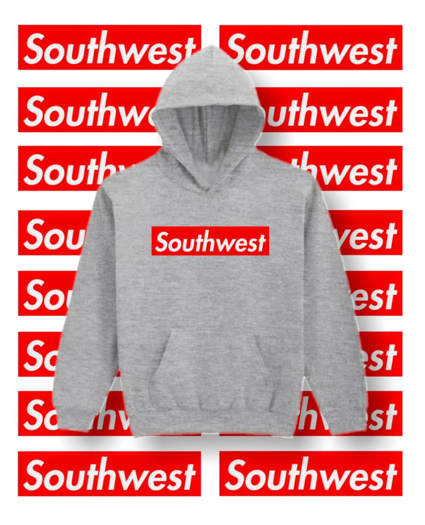 Southwest red logo grey hoodie