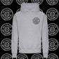 Grey southwest skate co front and back wheel logo hoodie
