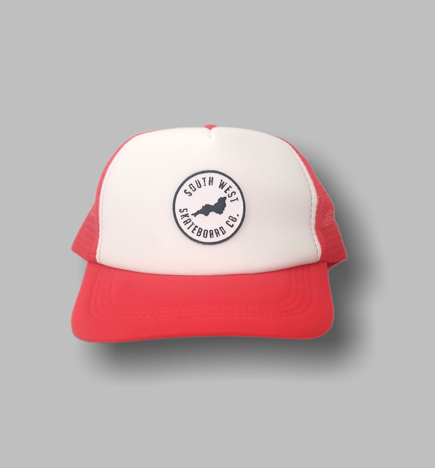 Red southwest skate co trucker hat