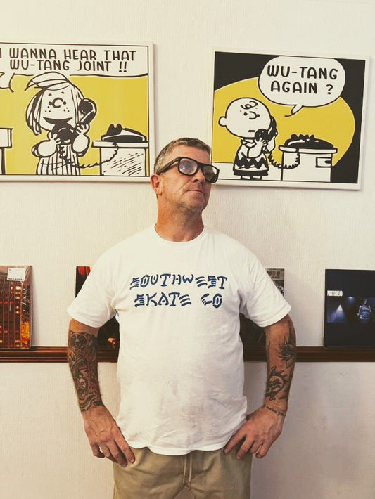 Southwest skate co blue font         skate and destroy t-shirt