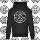 Black southwest skate co front  wheel logo hoodie