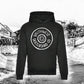Black southwest skate co front  wheel logo hoodie