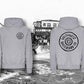Grey southwest skate co front and back wheel logo hoodie