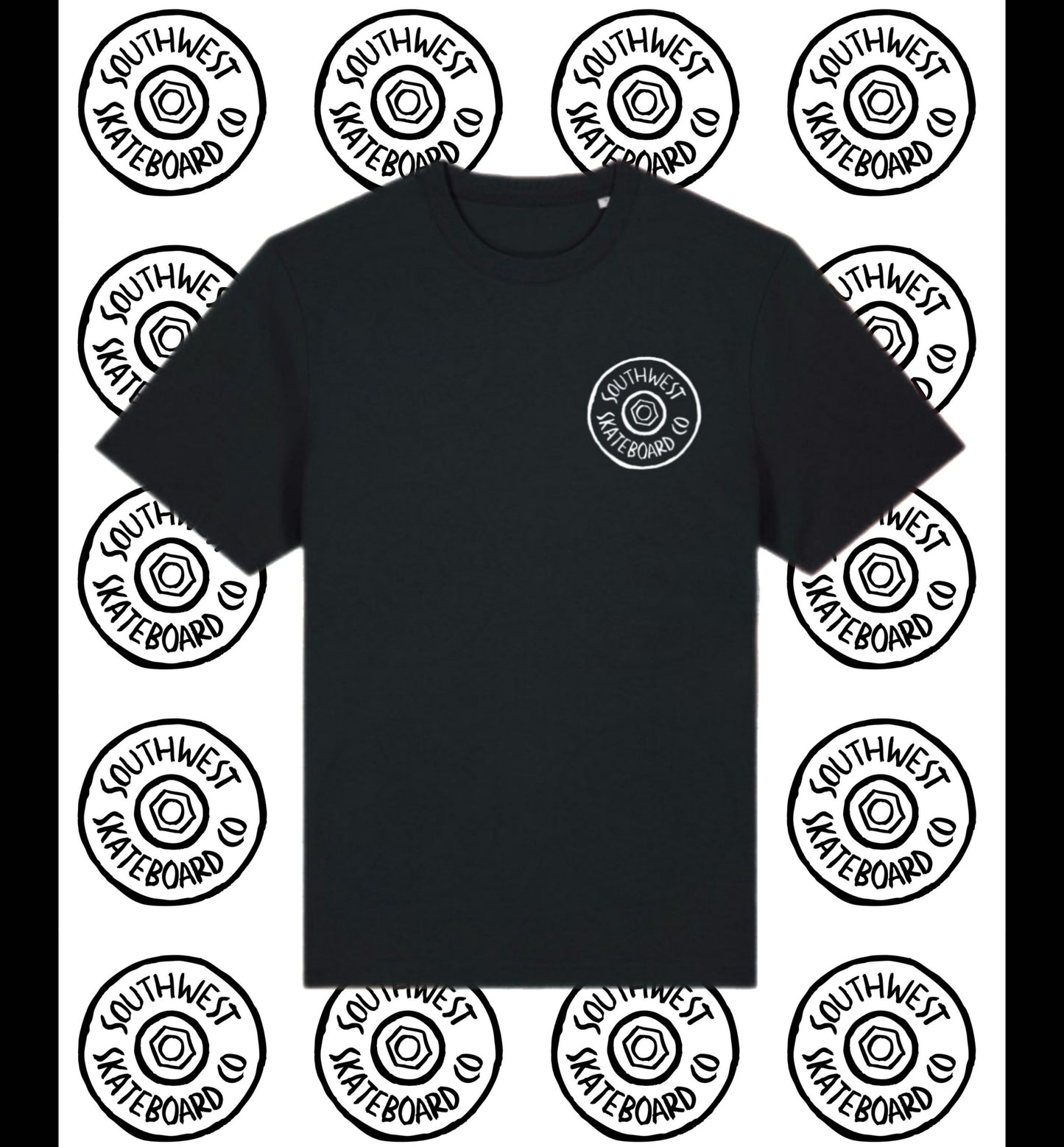 Wheel logo t-shirt front and back print.