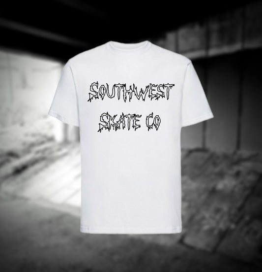 Southwest skate co scrawl white T-shirt