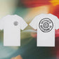 Wheel logo t-shirt front and back print.